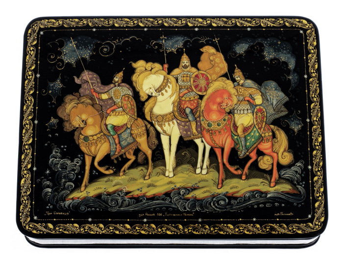 The box of Palekh "Three heroes"