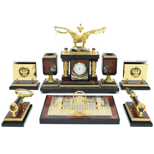 Table set of jasper "Double-headed Eagle"