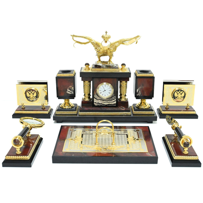Table set of jasper "Double-headed Eagle"