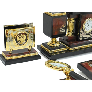 Table set of jasper "Double-headed Eagle"