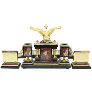 Table set of jasper "Double-headed Eagle"