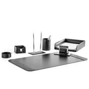 Table set "Business Cuoietto" treccia/black, 7 pieces