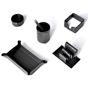 Table set "Business Cuoietto" treccia/black, 7 pieces