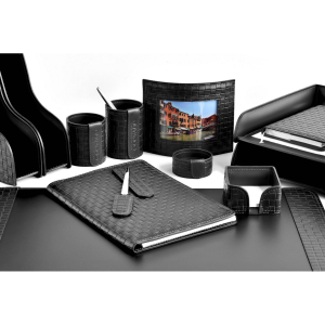 Table set "Business Cuoietto" treccia/black, 9 pieces