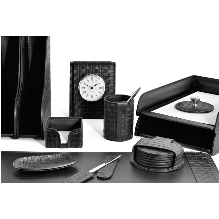 Table set "Business Cuoietto" treccia/black, 9 pieces