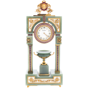 Exclusive jade table clock "Medusa Gorgon" with vase