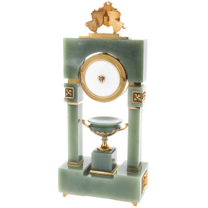 Exclusive jade table clock "Medusa Gorgon" with vase