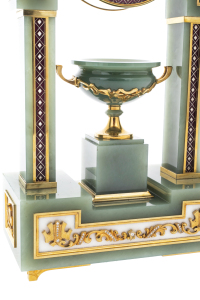 Exclusive jade table clock "Medusa Gorgon" with vase