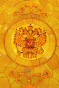 Backgammon made of amber "Coat of Arms of the Russian Federation"
