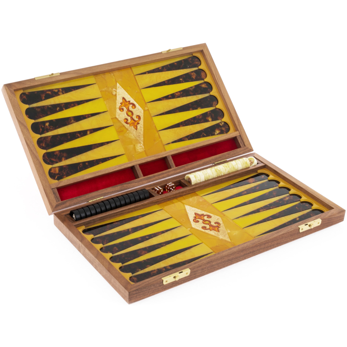 Backgammon made of amber "Coat of Arms of the Russian Federation"