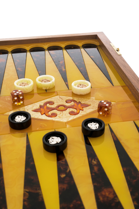 Backgammon made of amber "Coat of Arms of the Russian Federation"