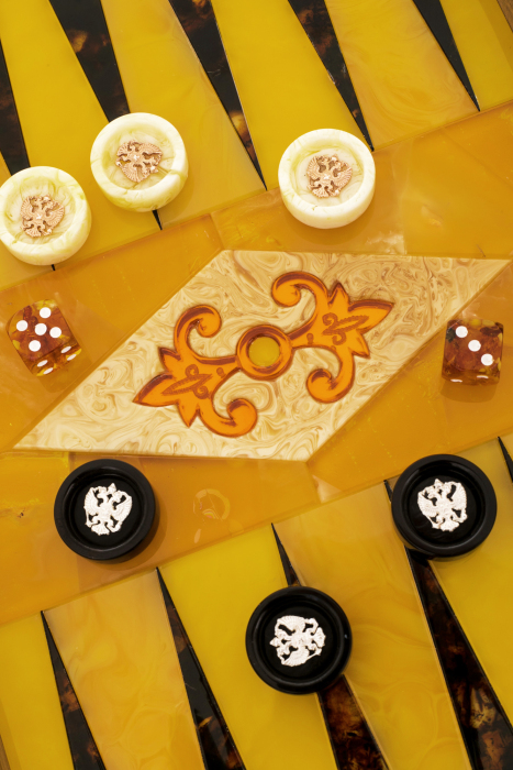 Backgammon made of amber "Coat of Arms of the Russian Federation"