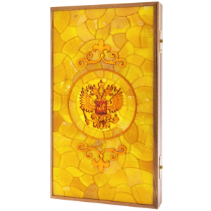 Backgammon made of amber "Coat of Arms of the Russian Federation"