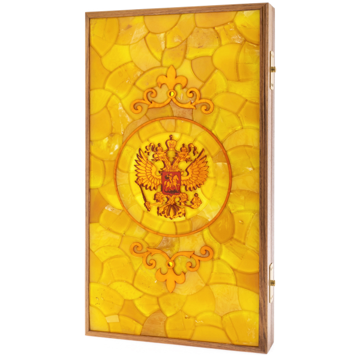 Backgammon made of amber "Coat of Arms of the Russian Federation"