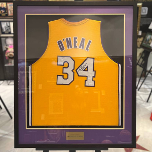 An autographed jersey of basketball player Shaquille O'Neal