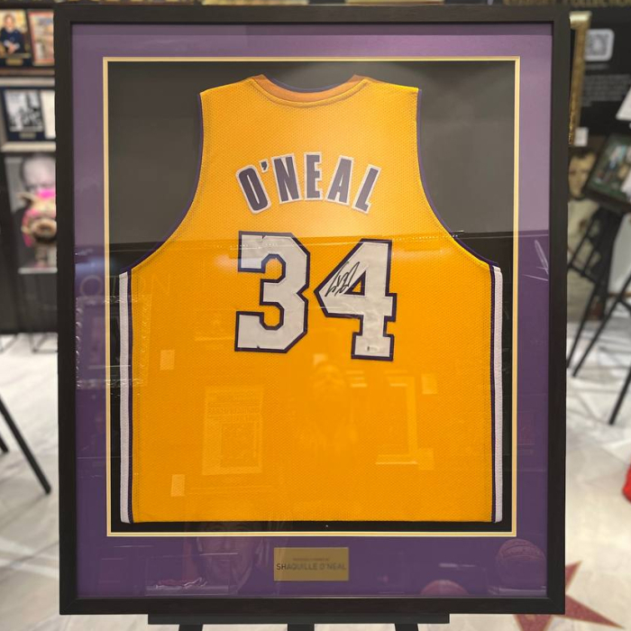 An autographed jersey of basketball player Shaquille O'Neal