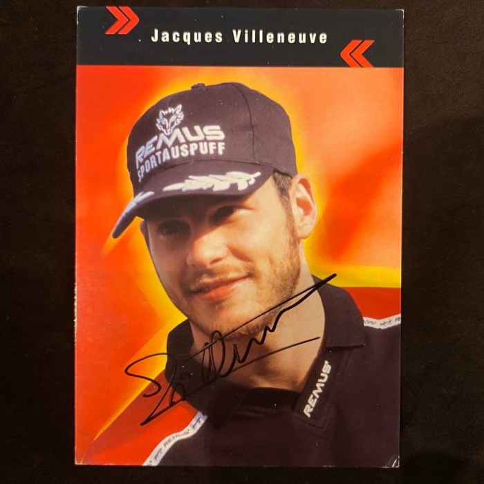 Autographed racing driver card by Jacques Villeneuve