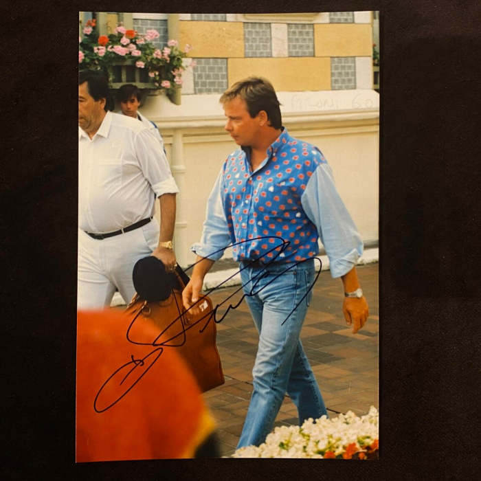 Autographed photo of racing driver Didier Pironi