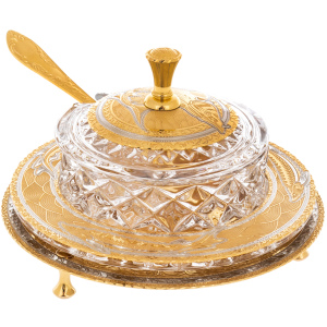 Caviar bowl "Bohemia" on a plate, Zlatoust