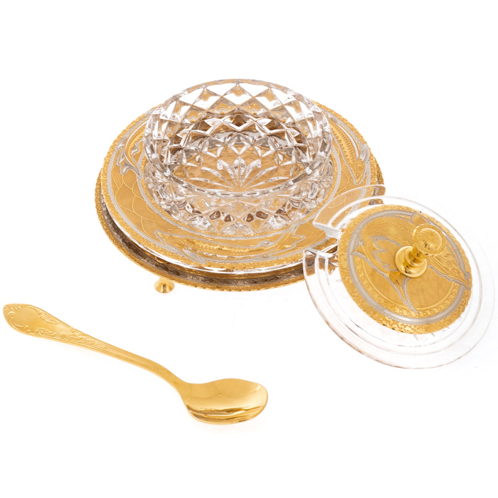 Caviar bowl "Bohemia" on a plate, Zlatoust