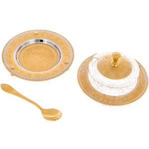Caviar bowl "Bohemia" on a plate, Zlatoust