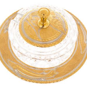 Caviar bowl "Bohemia" on a plate, Zlatoust