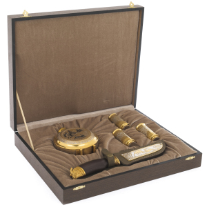 Vodka set with flask and knife "Hunting" Zlatoust