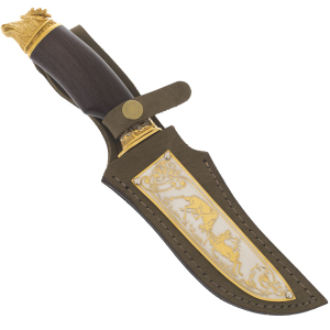 Vodka set with flask and knife "Hunting" Zlatoust
