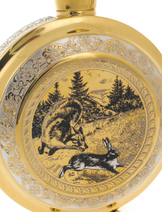 Vodka set with flask and knife "Hunting" Zlatoust
