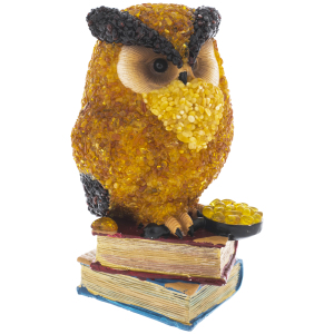 Amber sculpture "Owl with books"