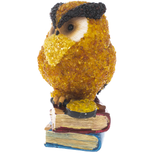 Amber sculpture "Owl with books"