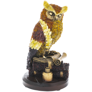 Amber sculpture "Owl with a feather"