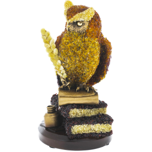 Amber sculpture "Owl with a feather"