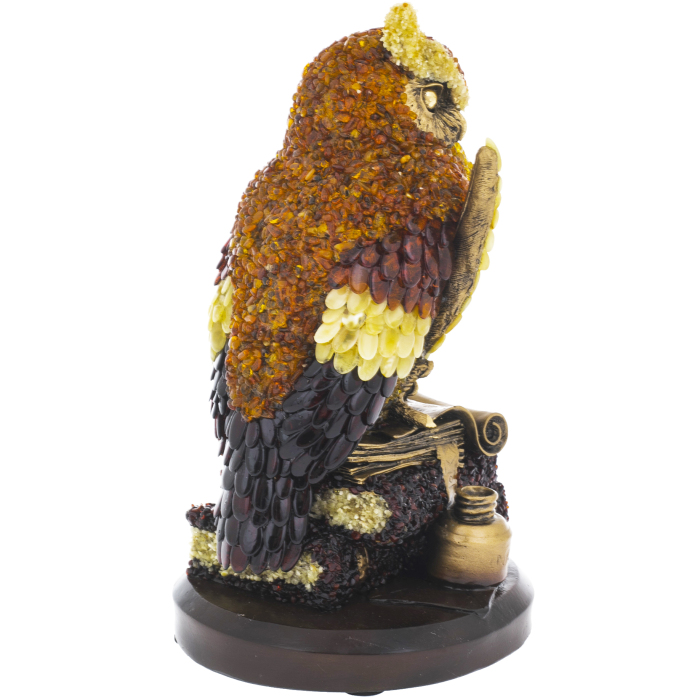 Amber sculpture "Owl with a feather"