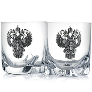 A set of glasses for whiskey "Prosecutor's Office" with silver linings, for 2 persons