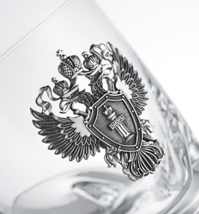 A set of glasses for whiskey "Prosecutor's Office" with silver linings, for 2 persons