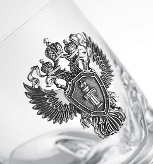 A set of glasses for whiskey "Prosecutor's Office" with silver linings, for 2 persons