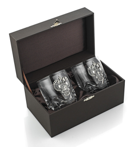 A set of glasses for whiskey "Prosecutor's Office" with silver linings, for 2 persons