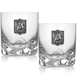 A set of glasses for whiskey "Moscow" with silver linings, for 2 persons