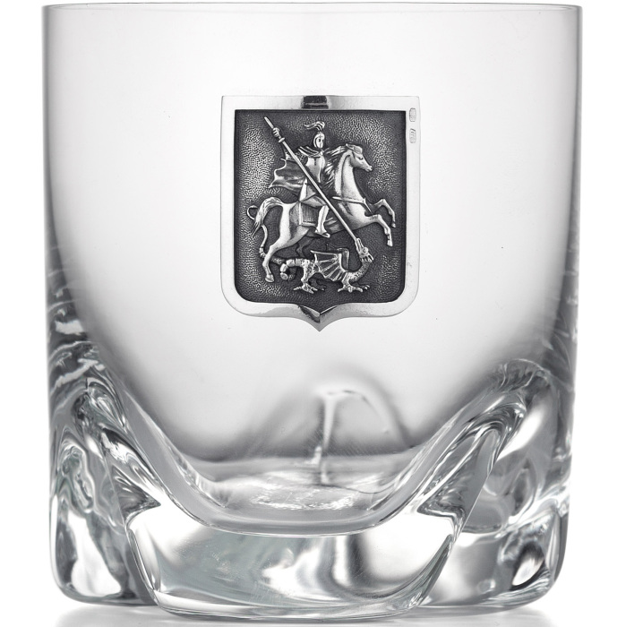 A set of glasses for whiskey "Moscow" with silver linings, for 2 persons