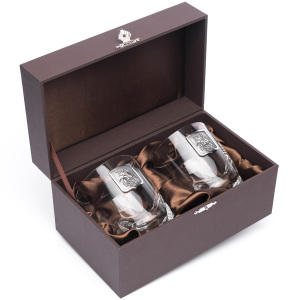 A set of glasses for whiskey "Moscow" with silver linings, for 2 persons
