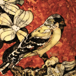 Amber panel "Bird on a branch"