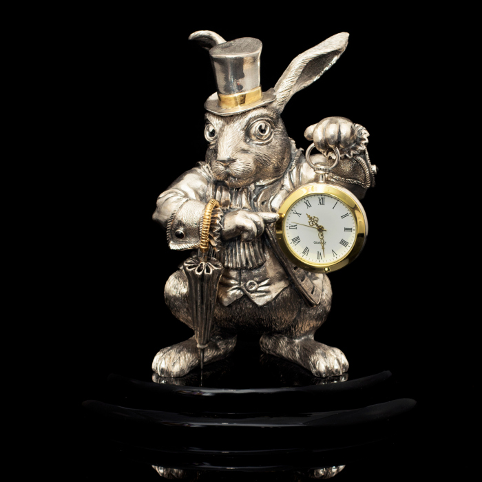 Silver-plated watch "White Rabbit"