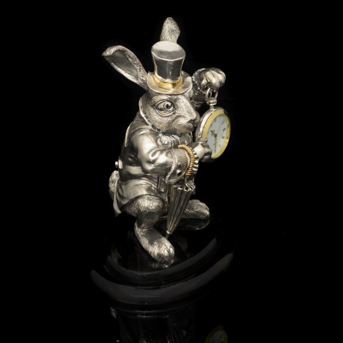 Silver-plated watch "White Rabbit"