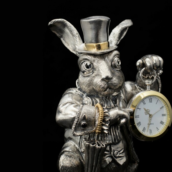 Silver-plated watch "White Rabbit"