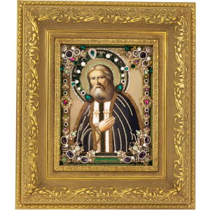 Oil icon "Seraphim of Sarov" with gold leaf
