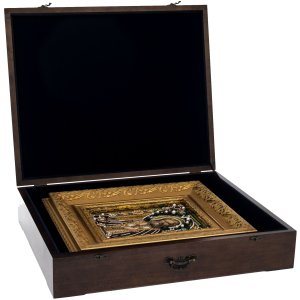Oil icon "Seraphim of Sarov" with gold leaf