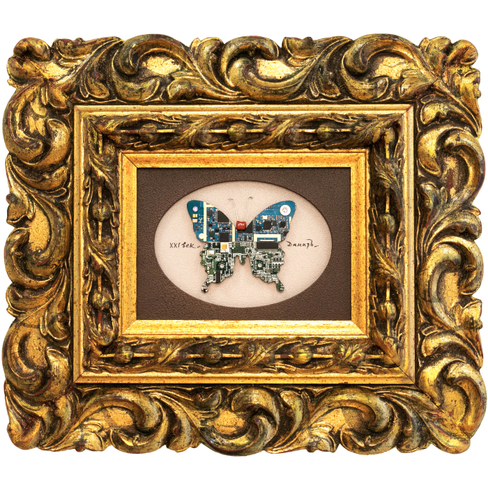 Картина Дамира Кривенко "Бабочка" в золотой рамке