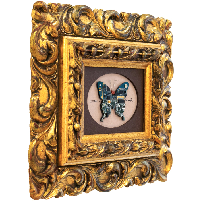 Damir Krivenko's painting "Butterfly" in a gold frame