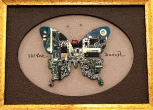 Damir Krivenko's painting "Butterfly" in a gold frame
